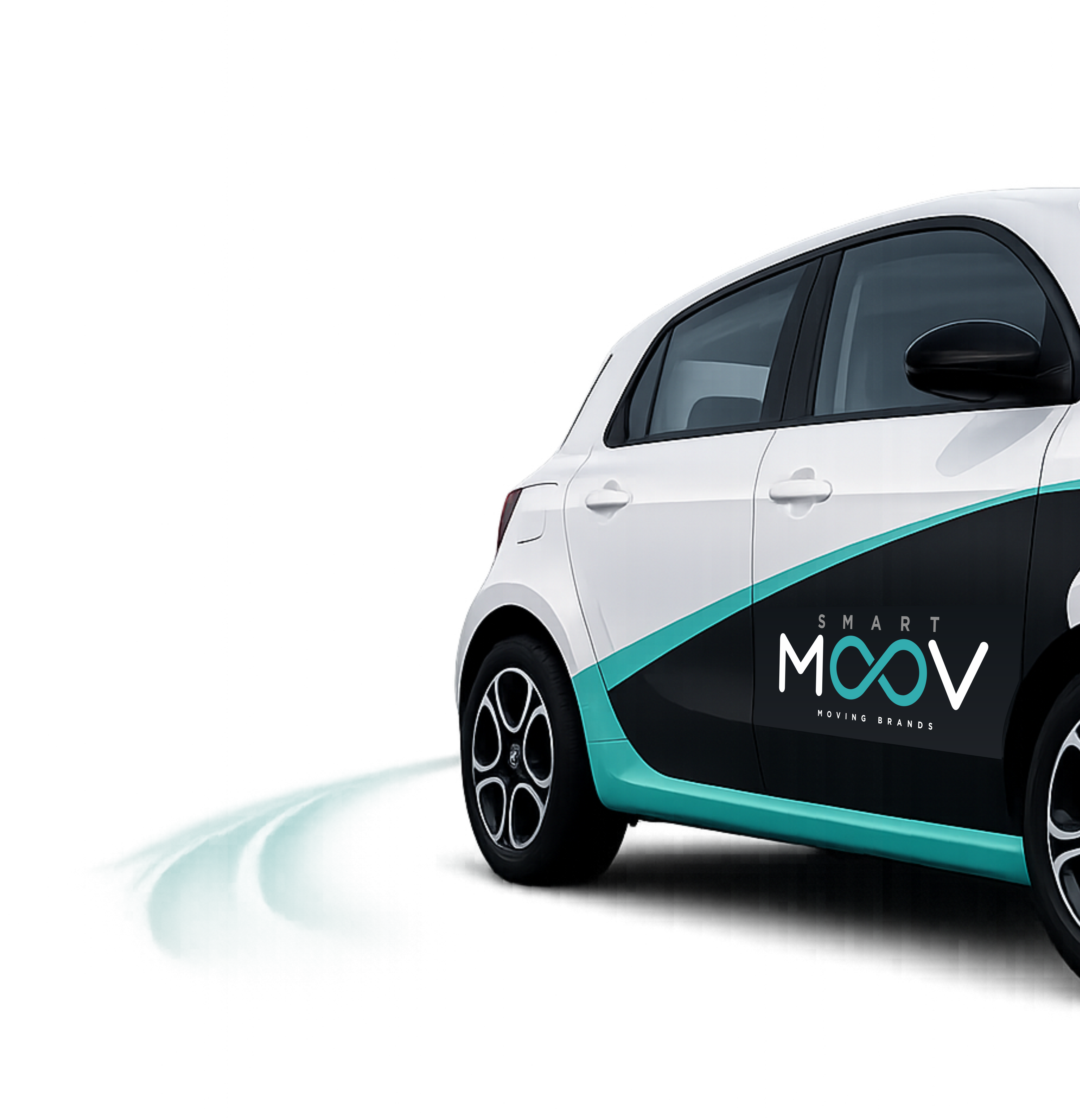 Carro SmartMooV com publicidade em movimento